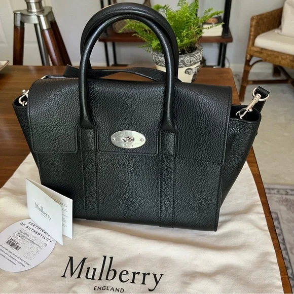 MULBERRY Classic Grain Small New Bayswater in Black